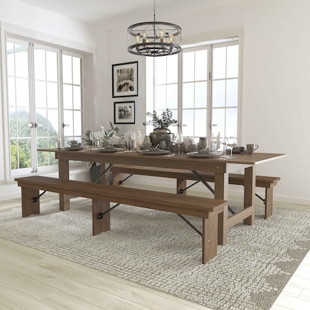 Flash Furniture Rectangle Antique Farm Table , 40"; 96" W 30"; 17-3/4" H, Wood XA-FARM-6-GG